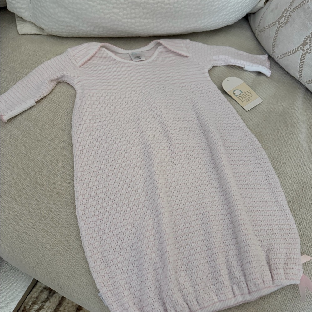 Paty knit overlap Shoulder gown(pink w/bow) - Picture 2 of 5